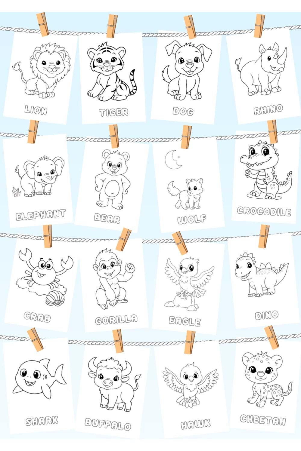 ÇOCUKLAR İÇİN HAYVANLAR BOYAMA KİTABI 1 - İNGİLİZCE İSİMLERLE EĞİTİCİ