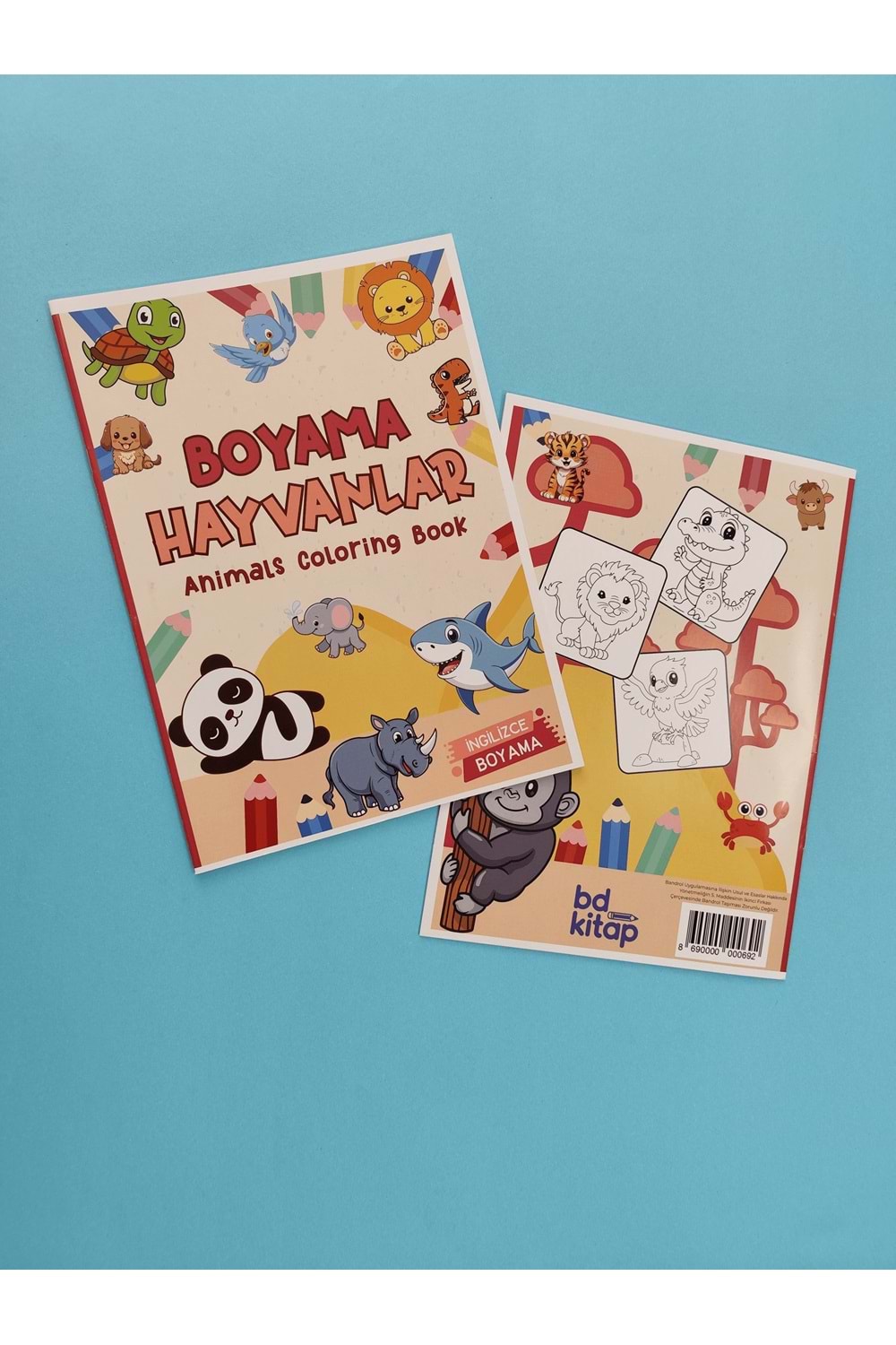 ÇOCUKLAR İÇİN HAYVANLAR BOYAMA KİTABI 1 - İNGİLİZCE İSİMLERLE EĞİTİCİ