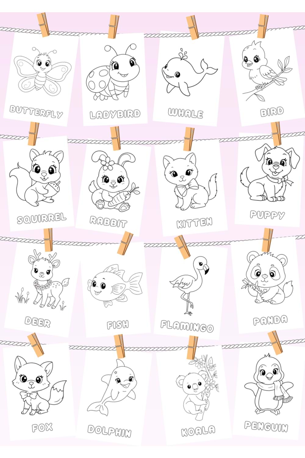 EĞLENCELİ HAYVANLAR BOYAMA KİTABI 2 - İNGİLİZCE İSİMLERLE EĞİTİCİ