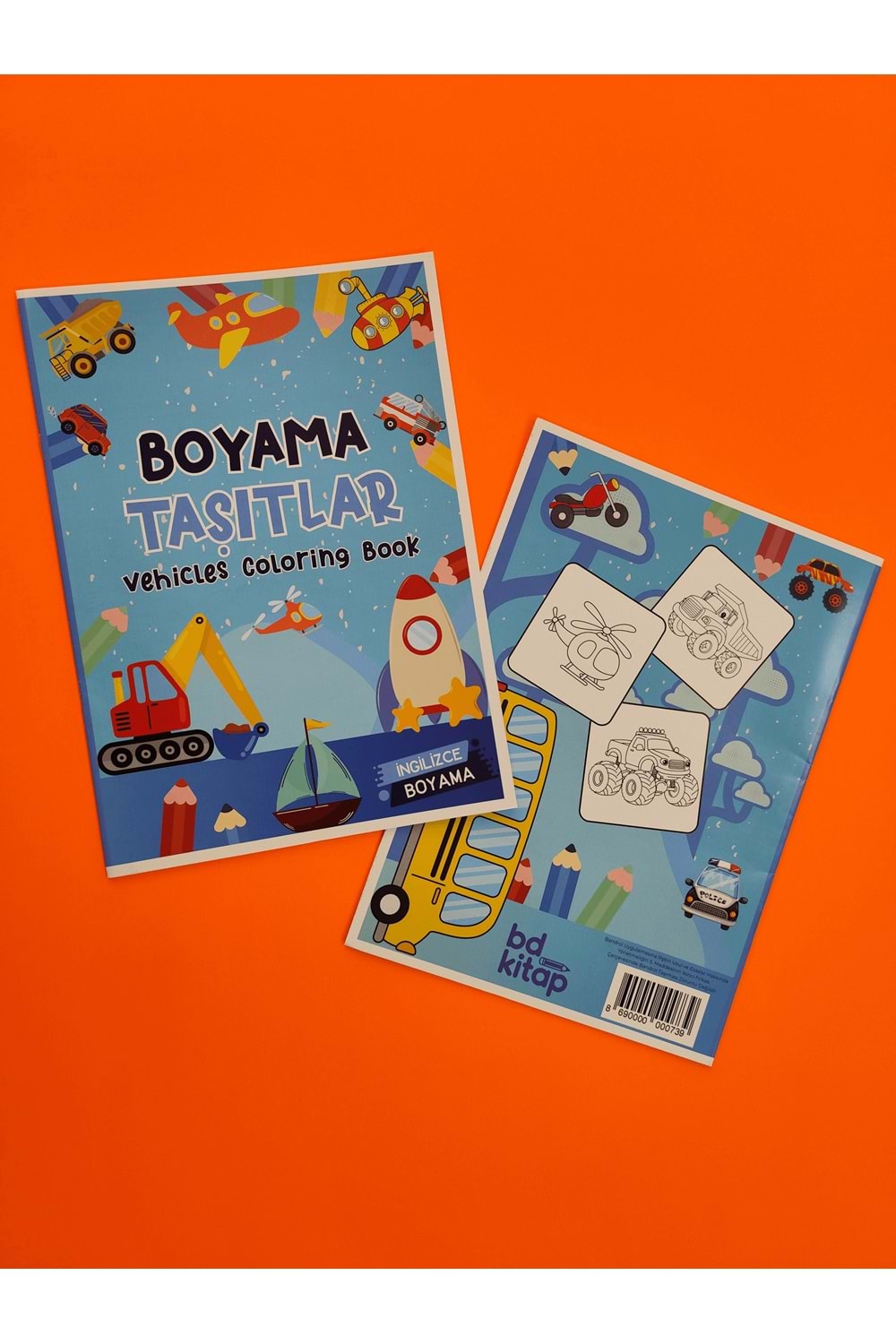 ÇOCUKLAR İÇİN TAŞITLAR BOYAMA KİTABI 1 - İNGİLİZCE KELİMELERLE EĞİTİCİ