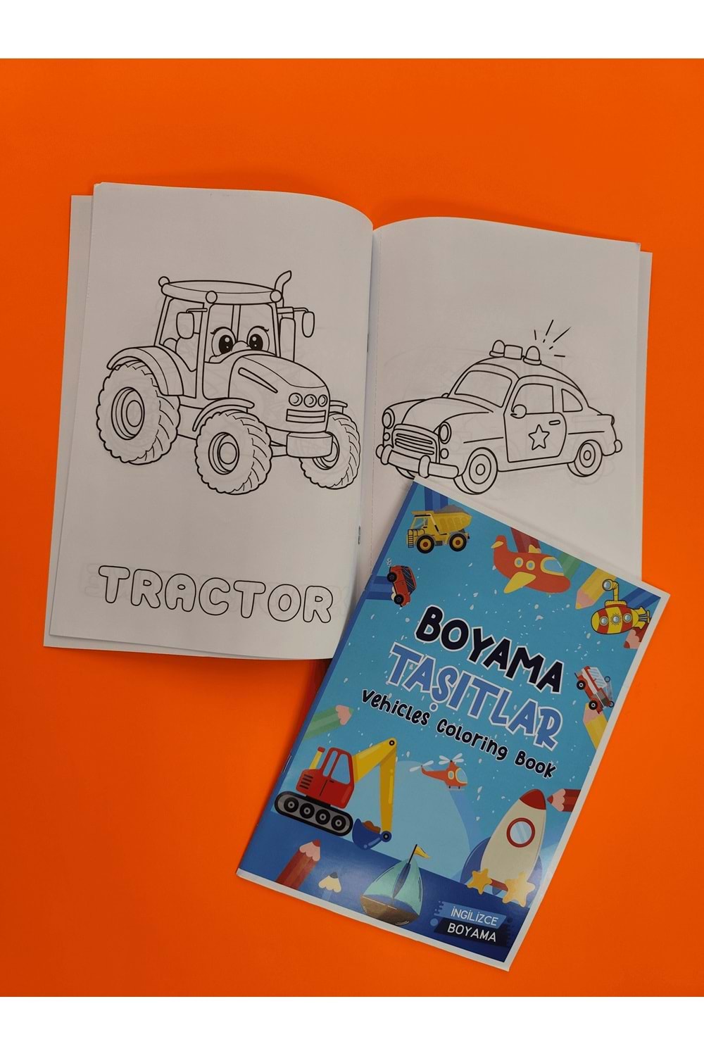 ÇOCUKLAR İÇİN TAŞITLAR BOYAMA KİTABI 1 - İNGİLİZCE KELİMELERLE EĞİTİCİ