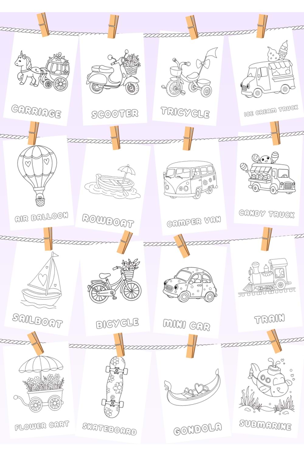 EĞLENCELİ TAŞITLAR BOYAMA KİTABI 2 - İNGİLİZCE İSİMLERLE EĞİTİCİ