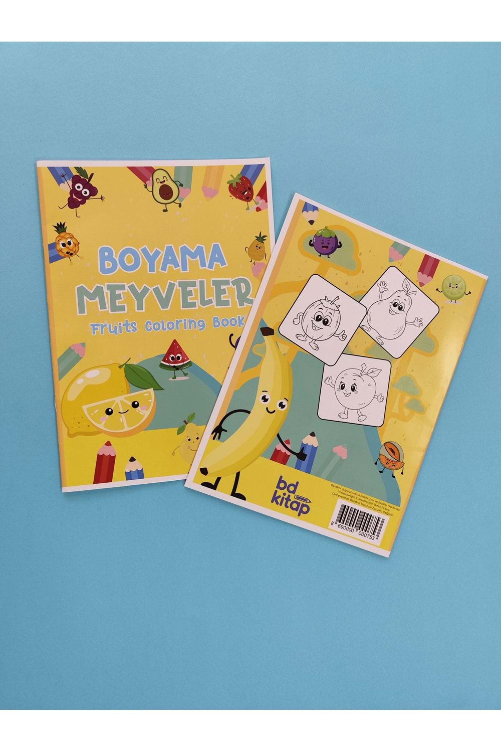 ÇOCUKLAR İÇİN MEYVELER BOYAMA KİTABI 1 - İNGİLİZCE İSİMLERLE EĞİTİCİ