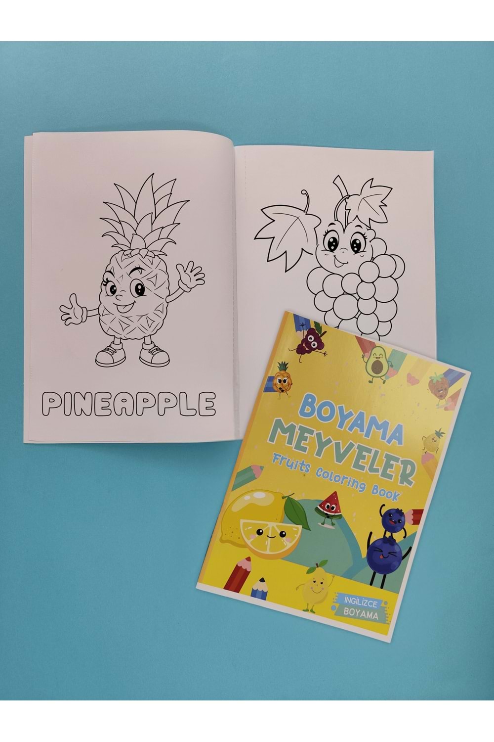 ÇOCUKLAR İÇİN MEYVELER BOYAMA KİTABI 1 - İNGİLİZCE İSİMLERLE EĞİTİCİ