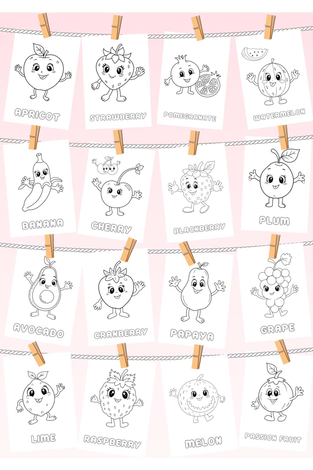 EĞİTİCİ MEYVELER BOYAMA KİTABI 2 - İNGİLİZCE KELİMELERLE EĞLENCE