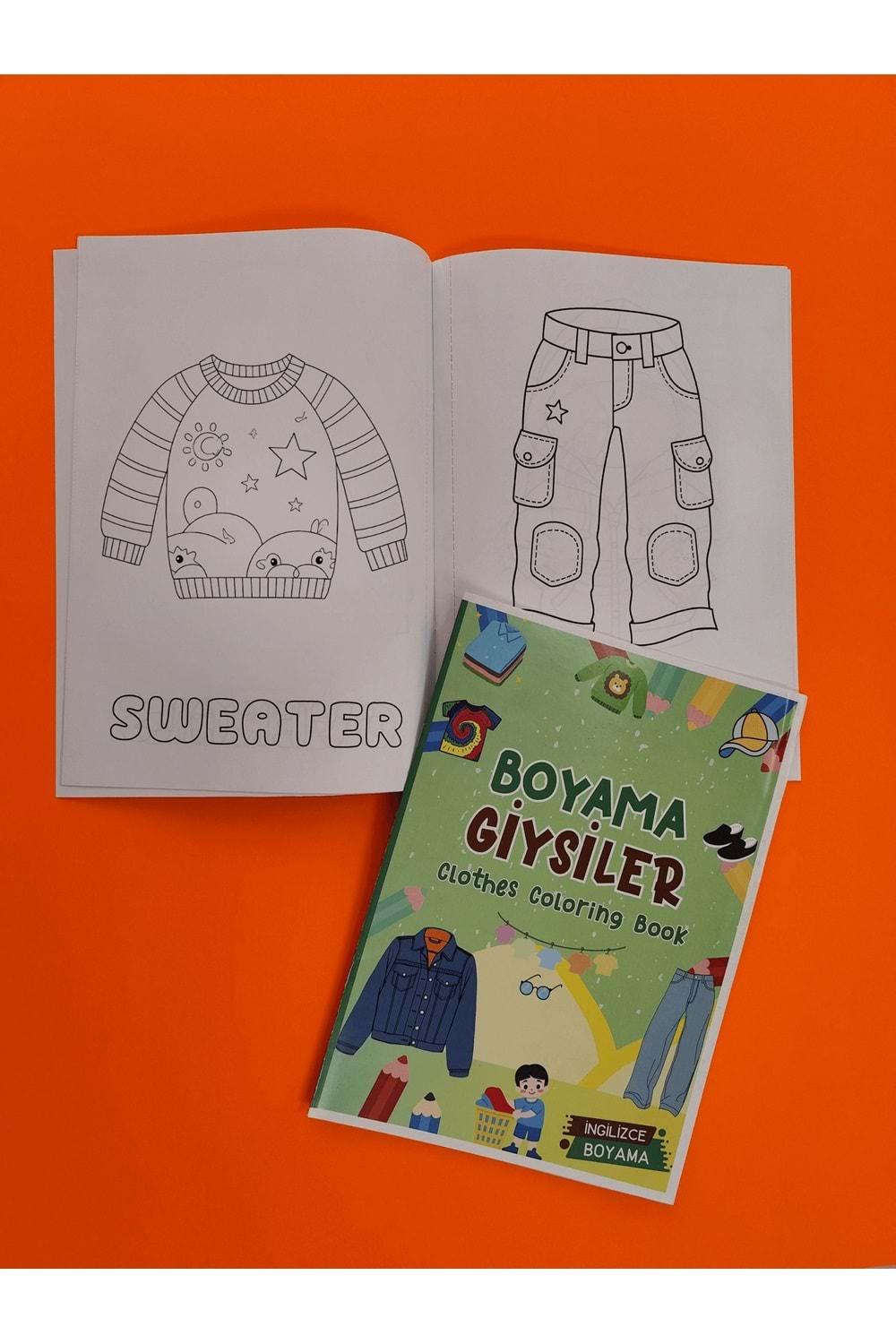 ÇOCUKLAR İÇİN EĞLENCELİ GİYSİLER BOYAMA KİTABI 1 - İNGİLİZCE ÖĞRENME
