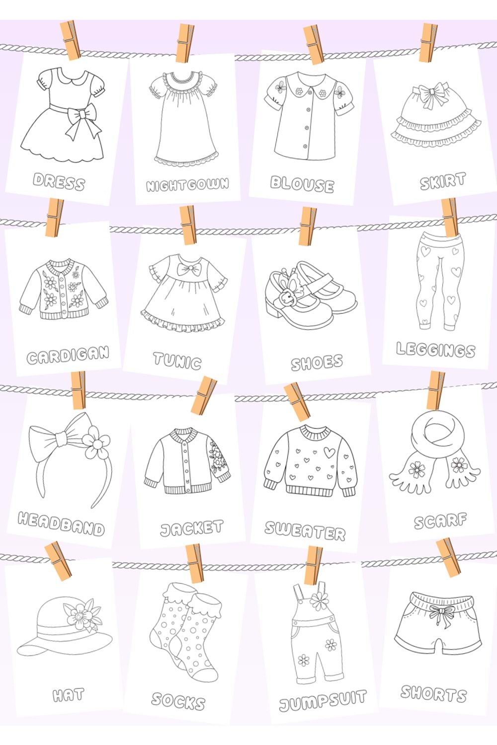 YARATICI ÇOCUK GİYSİLER BOYAMA KİTABI 2 - İNGİLİZCE KELİMELERLE