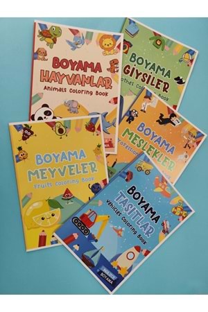 ÇOCUKLAR İÇİN 5’Lİ BOYAMA KİTABI SETİ 1 - İNGİLİZCE KELİMELER - 5 KİTAP - 80 SAYFA