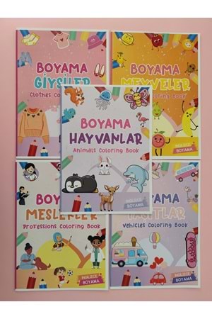 ÇOCUKLAR İÇİN 5’Lİ BOYAMA KİTABI SETİ 2 - İNGİLİZCE KELİMELER - 5 KİTAP - 80 SAYFA