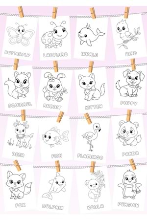 EĞLENCELİ HAYVANLAR BOYAMA KİTABI 2 - İNGİLİZCE İSİMLERLE EĞİTİCİ