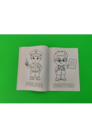 ÇOCUKLAR İÇİN MESLEKLER BOYAMA KİTABI 1 - İNGİLİZCE KELİMELERLE