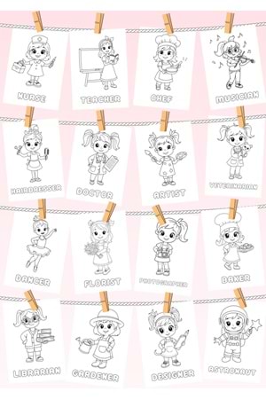 EĞLENCELİ MESLEKLER BOYAMA KİTABI 2 - İNGİLİZCE ÖĞRENME VE EĞLENCE