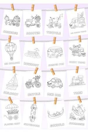 EĞLENCELİ TAŞITLAR BOYAMA KİTABI 2 - İNGİLİZCE İSİMLERLE EĞİTİCİ