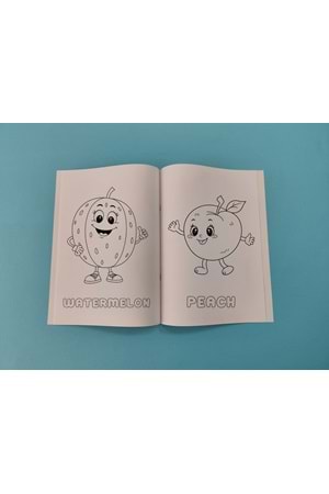 ÇOCUKLAR İÇİN MEYVELER BOYAMA KİTABI 1 - İNGİLİZCE İSİMLERLE EĞİTİCİ