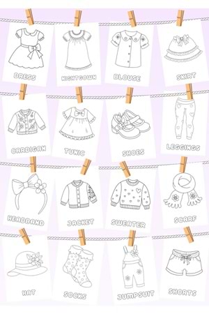 YARATICI ÇOCUK GİYSİLER BOYAMA KİTABI 2 - İNGİLİZCE KELİMELERLE