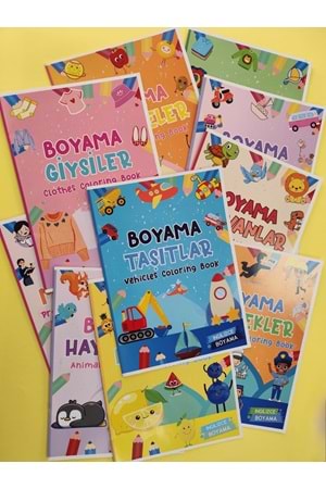 ÇOCUKLAR İÇİN 10’LU BOYAMA KİTABI SETİ - İNGİLİZCE KELİMELER - 10 KİTAP - 160 SAYFA