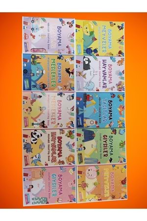 ÇOCUKLAR İÇİN 10’LU BOYAMA KİTABI SETİ - İNGİLİZCE KELİMELER - 10 KİTAP - 160 SAYFA