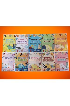 ÇOCUKLAR İÇİN 10’LU BOYAMA KİTABI SETİ - İNGİLİZCE KELİMELER - 10 KİTAP - 160 SAYFA