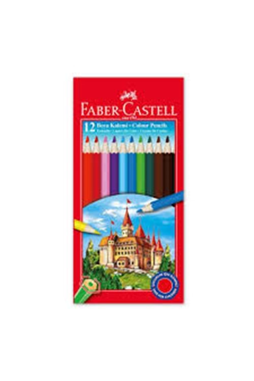 KURU BOYA FABER-CASTELL KARTON KUTU BOYA KALEMİ 12 RENK TAM BOY