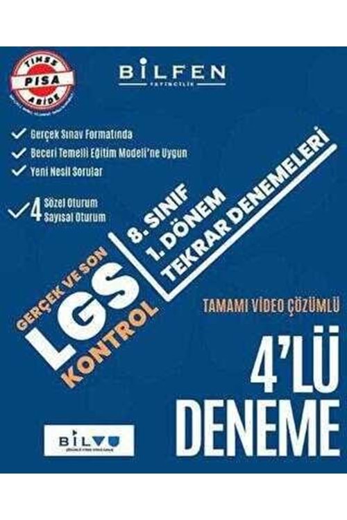BİLFEN LGS KONTROL 8.SINIF 4'LÜ DENEME (1. DÖNEM TEKRAR)