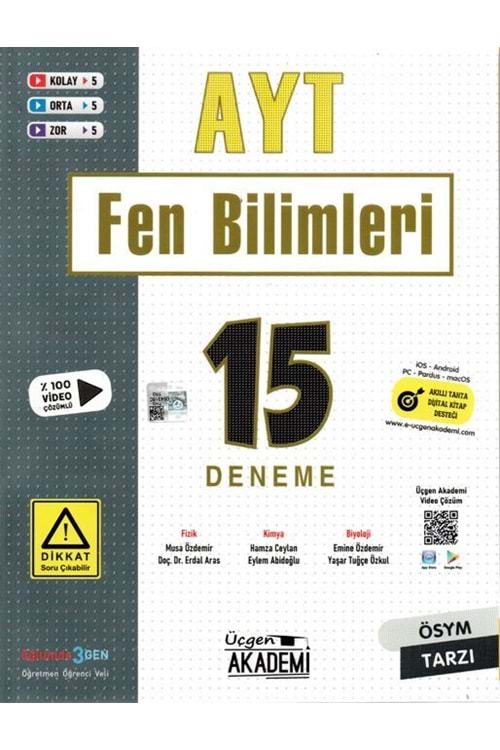 ÜÇGEN AKADEMİ AYT - FEN BİLİMLERİ - 15 Lİ DENEME SINAVI