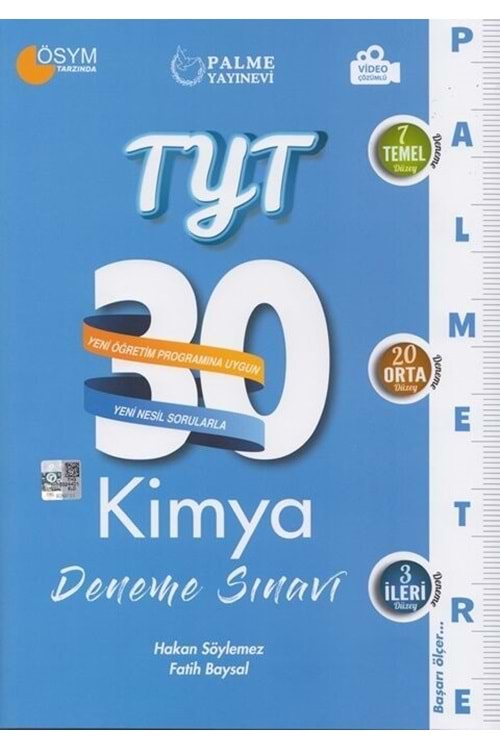 PALME TYT KİMYA PALMETRE 30 LU DENEME SINAVI