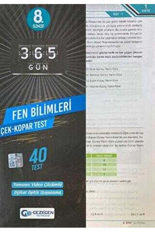 GEZEGEN FEN BİLİMLERİ ÇEK KOPAR YAPRAK TEST