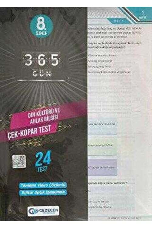 GEZEGEN DİN KÜLTÜRÜ VE AHLAK BİLGİSİ ÇEK KOPAR YAPRAK TEST