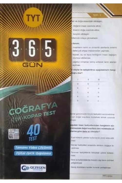 GEZEGEN COĞRAFYA ÇEK KOPAR YAPRAK TEST (YENİ)