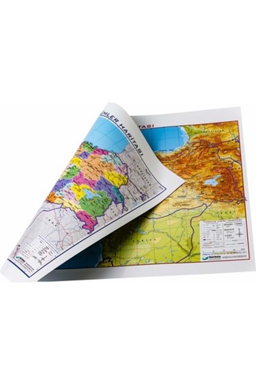 GÜRBÜZ 35X50 TÜRKİYE HARİTASI FİZ-SİY ÇİFT TARAFLI