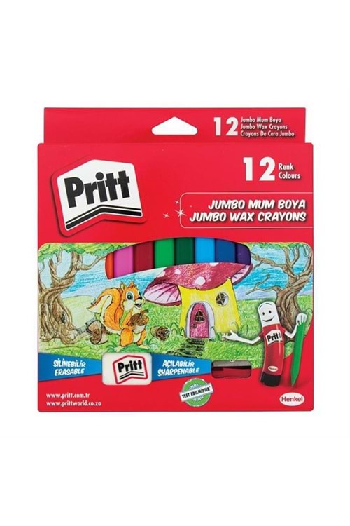 PRİTT MUM BOYA 1655739 JUMBO ÜÇGEN SİLİNEB 12 RENK