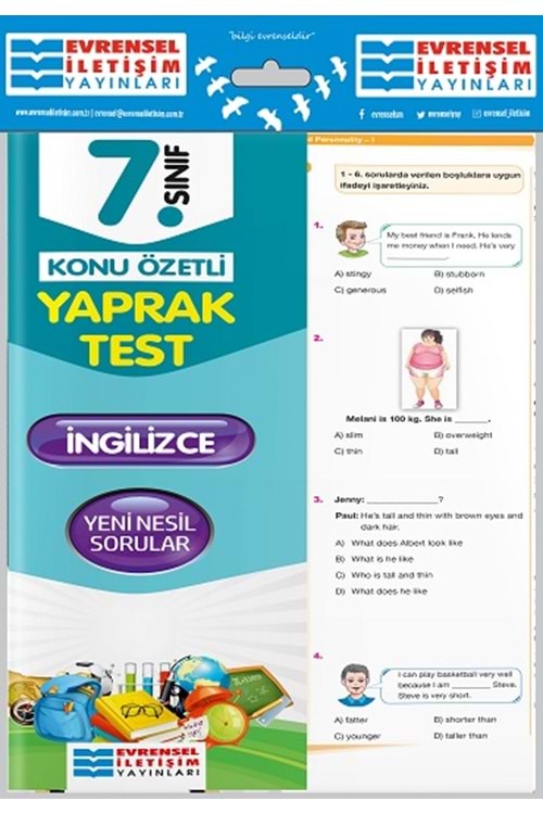 EVRENSEL İLETİŞİM 7.SINIF İNGİLİZCE YAPRAK TEST