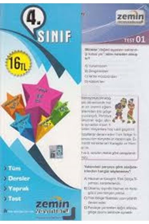 ZEMİN 4.SINIF TÜM DERSLER YAPRAK TEST