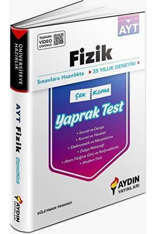 AYDIN ÜNİVERSİTEYE HAZIRLIK AYT FİZİK YAPRAK TESTLERİ (KAMPANYALI ÜRÜN)