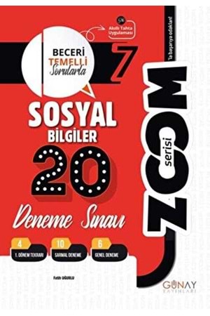 GÜNAY 7.SINIF SOSYAL BİLGİLER 20Lİ BRANŞ DENEMELER