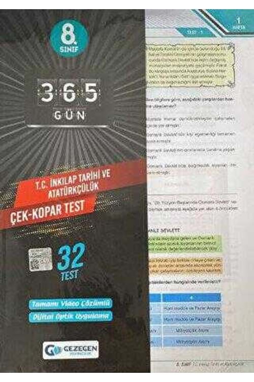 GEZEGEN T.C.İNKILAP TAR. VE ATATÜRKÇÜLÜK ÇEK KOPAR YAPRAK TEST