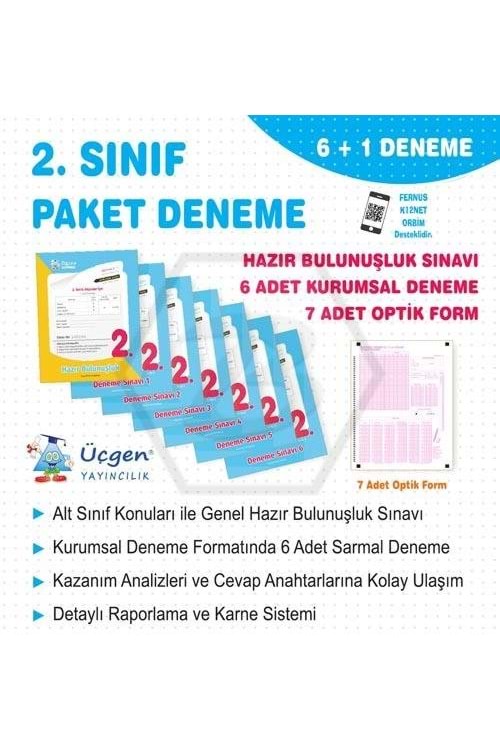 ÜÇGEN 2.SINIF - PAKET DENEME 7 Lİ + ÜÇGEN MOBİL OPTİK