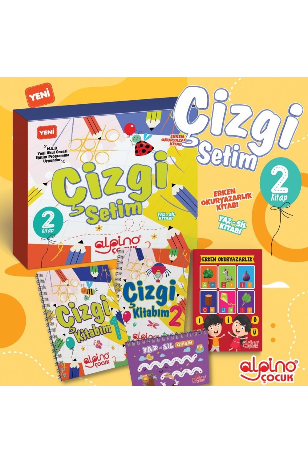 ALPİNO ÇİZGİ SETİM(ÇİZGİ1,ÇİZGİ2,ERKEN OKUR YAZARLIK,YAZ-SİL)